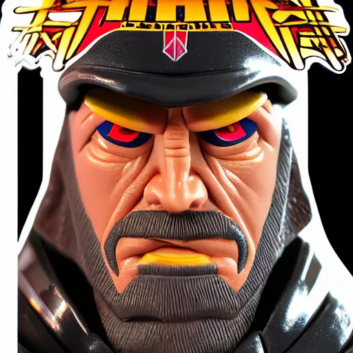 Image similar to Head-to-shoulder shot of a Triple H vinyl figure as a villain, 3d, high quality, depth of field, high contrast, 8k, concept art