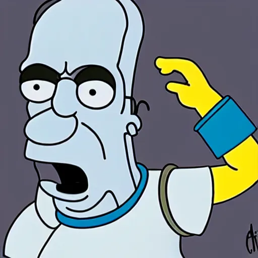 Prompt: homer simpson as a white walker in game of thrones