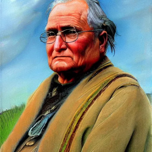 Image similar to painting of chief joseph, in the style of andrew wyeth, award winning, detailed, 4 k, hd