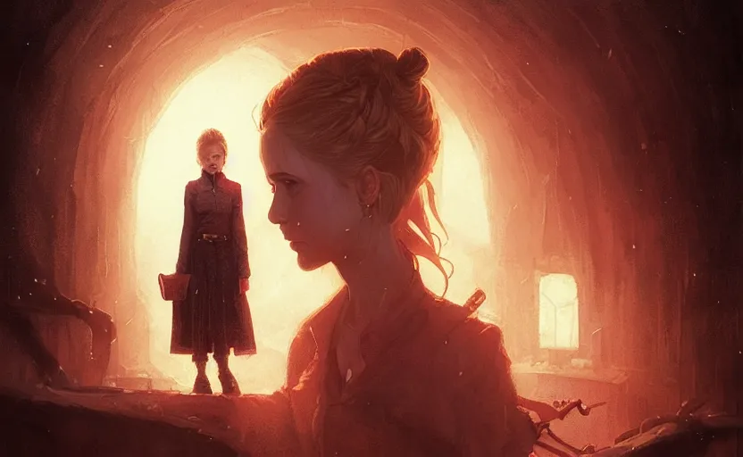 Image similar to highly detailed portrait of buffy the vampire slayer, in 3 0 days of night, stephen bliss, unreal engine, fantasy art by greg rutkowski, loish, rhads, ferdinand knab, makoto shinkai and lois van baarle, ilya kuvshinov, rossdraws, tom bagshaw, global illumination, radiant light, detailed and intricate environment