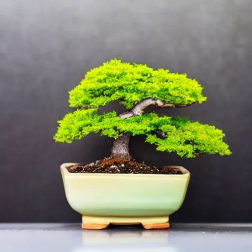 Image similar to photo of a beautiful maple bonsai tree on a kitchen counter, cinematic, bright, happy, golden ratio,