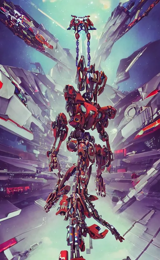 Image similar to < 3 d huge mecha > in the style of < neon genesis evangelion > with a < mechanical guitar > in hand, movie poster, < full body robot >, 3 d anime, arcane style, retropunk, steampunk, high resolution, 4 k, retrofuturism, studio ghibli, simon stalenhag