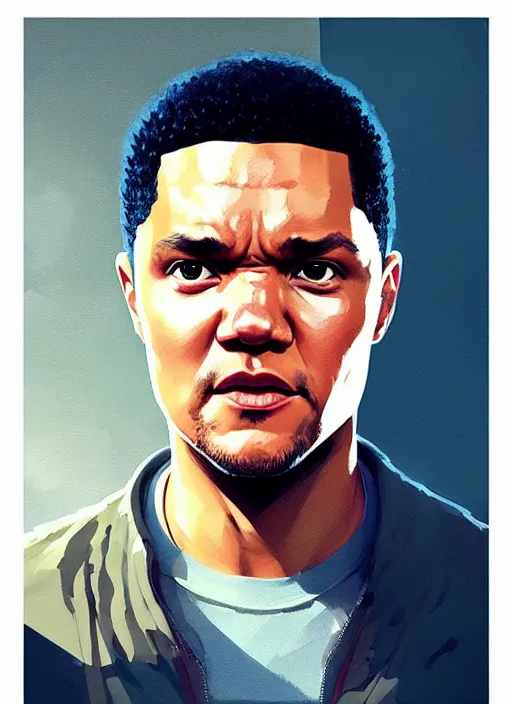 Image similar to dream highly detailed portrait of trevor noah, magnificent, photographic realistic background, by atey ghailan, by greg rutkowski, by greg tocchini, by james gilleard, by joe fenton, by kaethe butcher, trending on instagram, award winning details