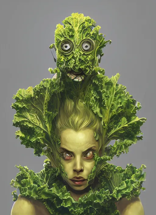 Image similar to biohazard portrait of kale!! tony kale bioshock, au naturel, hyper detailed, digital art, trending in artstation, cinematic lighting, studio quality, smooth render, unreal engine 5 rendered, octane rendered, art style by klimt and nixeu and ian sprigger and wlop and krenz cushart