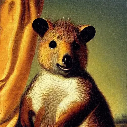 Prompt: a quokka as a 1 7 th century composer, portrait, oil painting