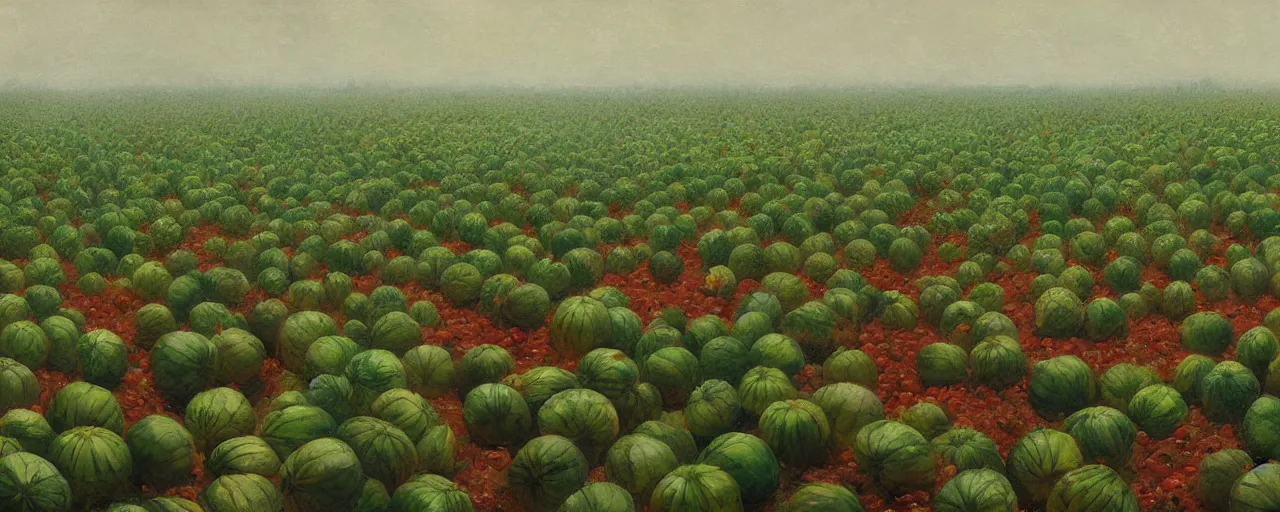 Image similar to field of watermelons, greg rutkowski