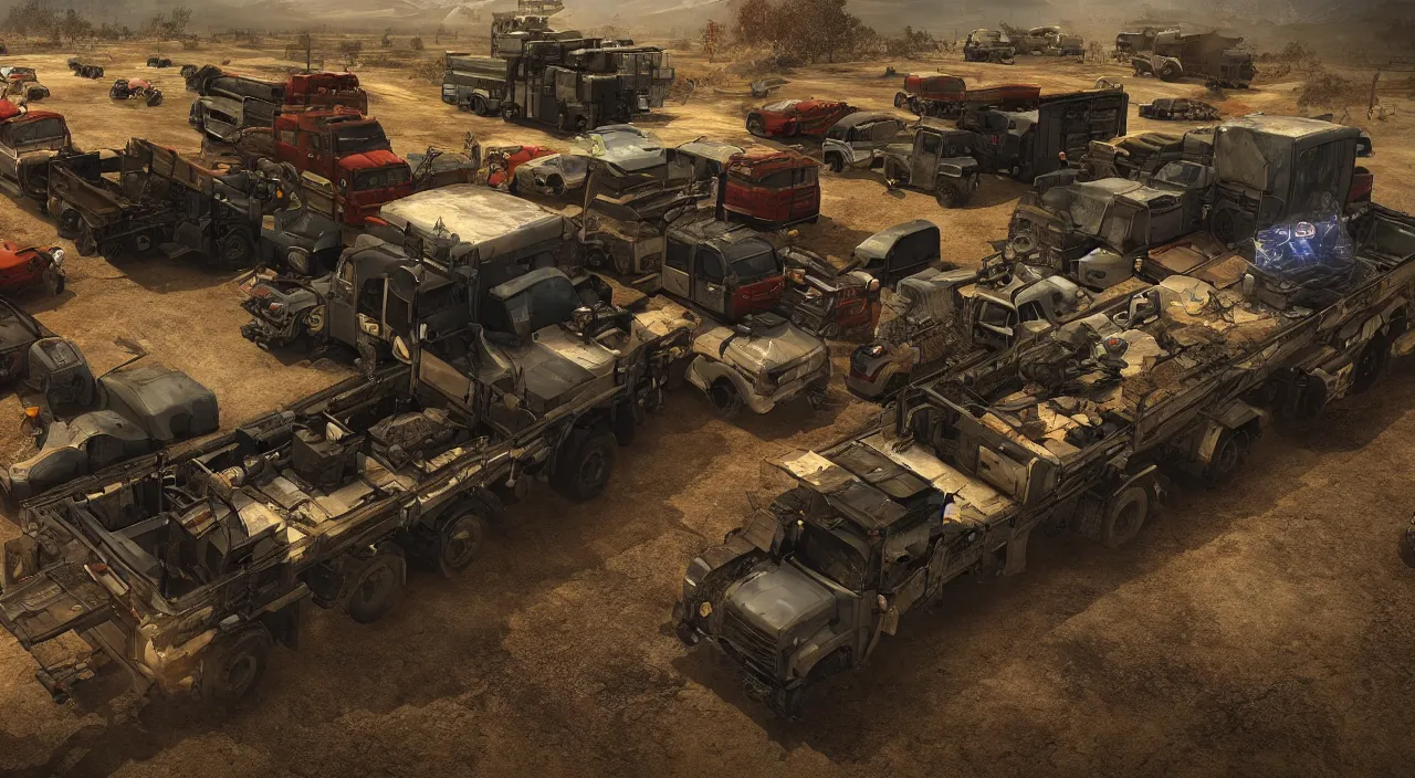 Prompt: hard truck apocalypse game, high definition, high detail, 4 k,