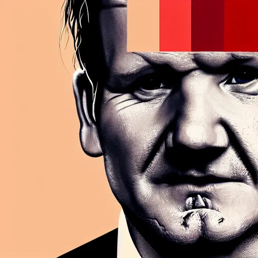 Image similar to a portrait of gordon ramsay, geometric shapes, rounded corners, candy colors, artstation, illustration, digital art