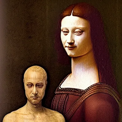 Prompt: leonardo davinci painting .mark zuckerberg .lady with an ermine