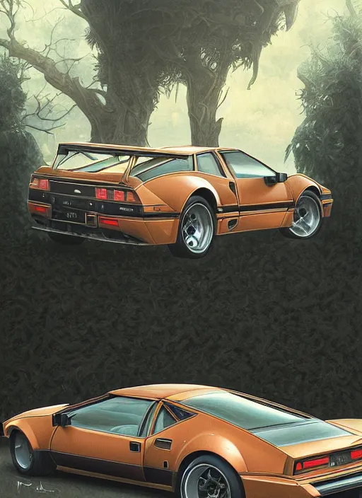 Prompt: beautiful painting of 1988 De Tomaso Pantera , intricate, elegant, highly detailed, digital painting, artstation, concept art, matte, sharp focus, illustration, art by Artgerm and Tom Bagshaw and Greg Rutkowski and Alphonse Mucha