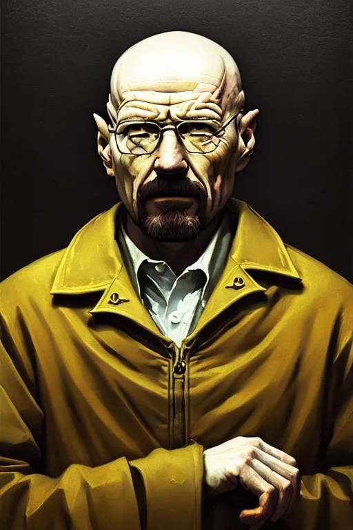 Image similar to baroque oil painting of key visual portrait concept art of walter white in battlefield 1, brutalist, dark fantasy, rule of thirds golden ratio, fake detail, trending pixiv fanbox, acrylic palette knife, style of makoto shinkai studio ghibli genshin impact jamie wyeth james gilleard greg rutkowski chiho aoshima