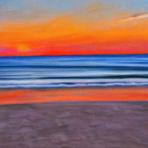 Image similar to Beach, sunset, art of Lauretta Jones