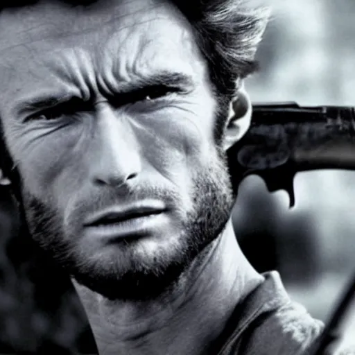 Prompt: high quality, extremely detailed photograph of young clint eastwood as wolverine, directed by matthew vaughn, 2 0 1 2