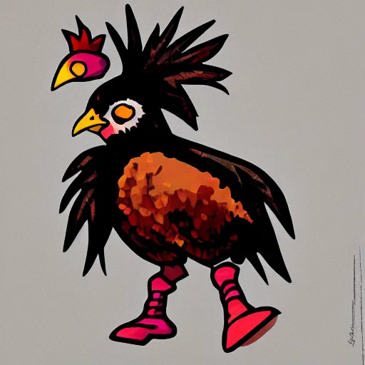 Prompt: a punk chicken in the style of dirk dzimirsky