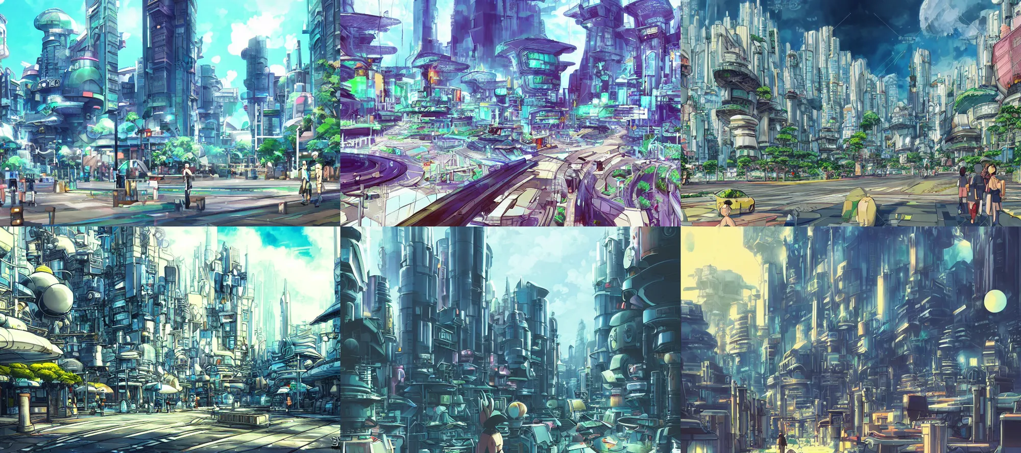 Prompt: a futuristic city street, studio Ghibli background, final fantasy