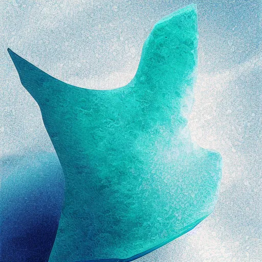 Prompt: deep turquoise water is frozen into the shape of a corvette, digital art