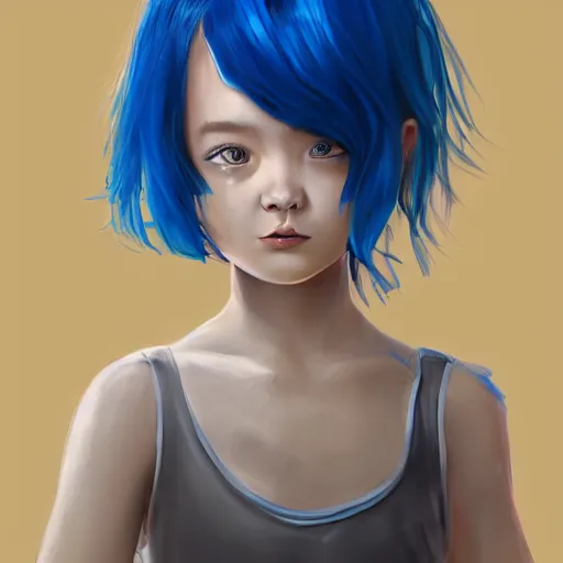 Prompt: little angry girl with blue hair by Sam Yang , 4k, digital art, concept art, trending on artstation-H 840