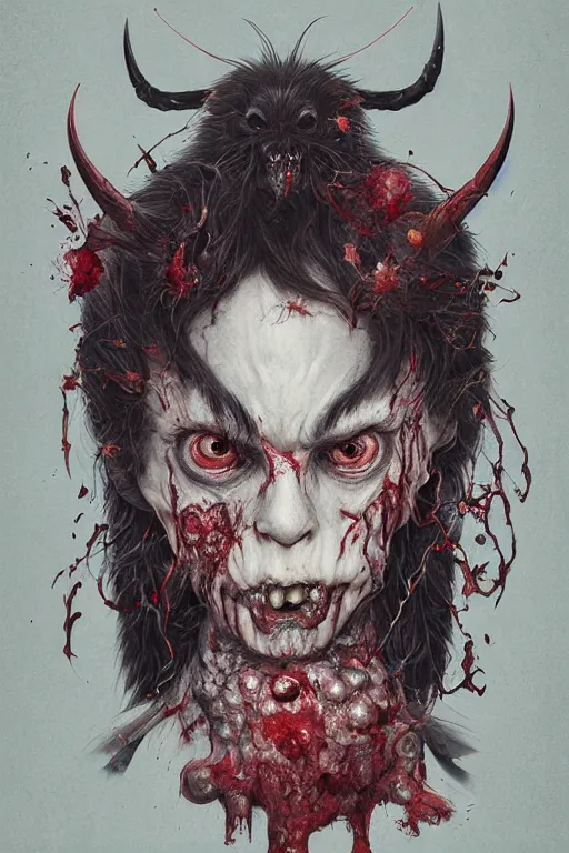 Prompt: a portrait of a zombie japanese devil animal illustrated by miyazaki by karol bak, james jean, tom bagshaw, rococo, sharp focus, trending on artstation, cinematic lighting, hyper realism, octane render, 8 k, hyper detailed, vivid, ultra detailed, highly detailed