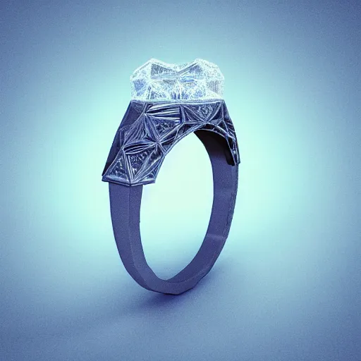 Image similar to diamond magic ring fantasy item, 8 k, fantasy, realistic, volumetric lighting, mood lighting, product view, rendered in cinema 4 d