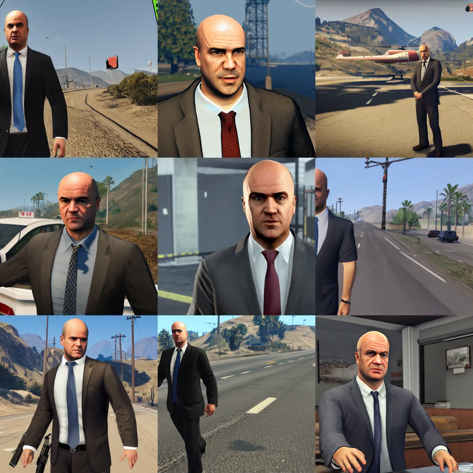 Prompt: Fredrik Reinfeldt in GTA V, Gameplay Screenshot, detailed