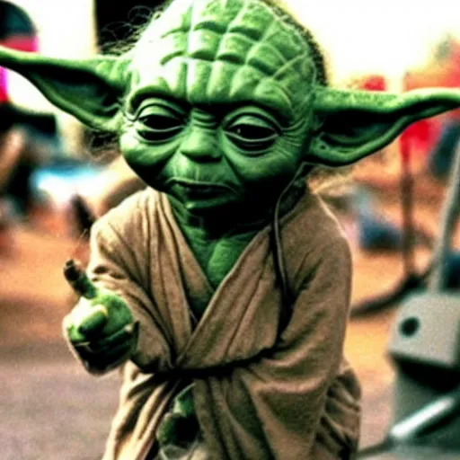 Image similar to yoda performing at woodstock