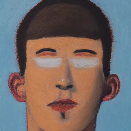 Prompt: portrait of a teenage boy's face with no eyes