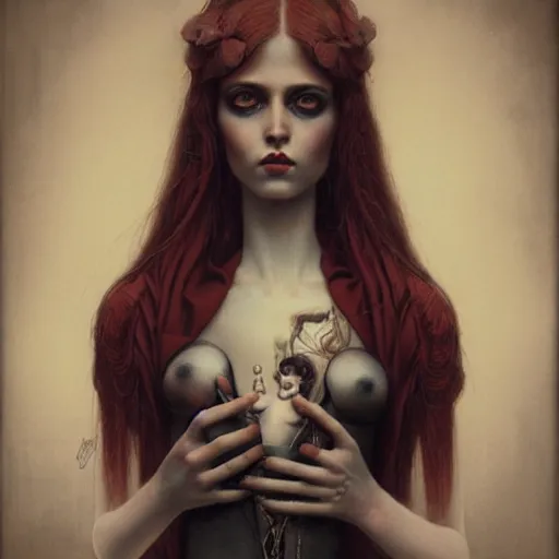 Prompt: a beautiful single lonely dollpunk female posing, detailed, realistic eyes, symmetry body features proportions, award winning, by Tom Bagshaw