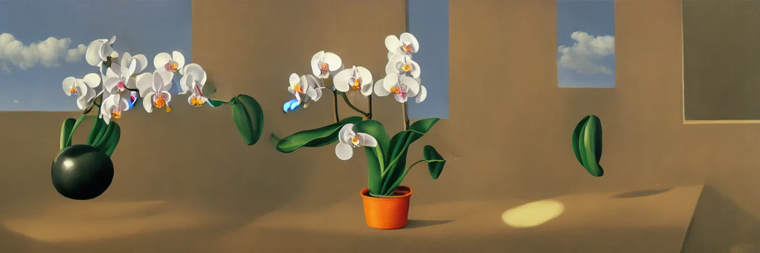 Prompt: orchid painting magritte