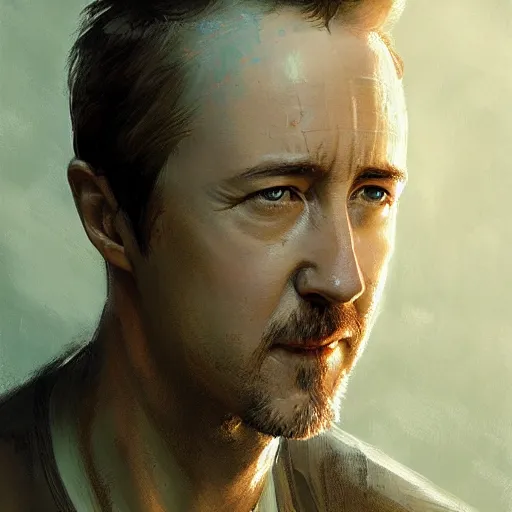 Image similar to a portrait of an egg with edward norton's face, concept art by greg rutkowski, artgerm and ruan jia