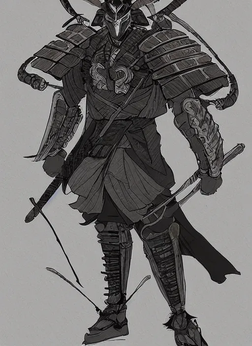 Prompt: Samurai with an insect armor, in the style of Sam Guay and Fenghua Zhong and abigail larson, character art, trending on artstation