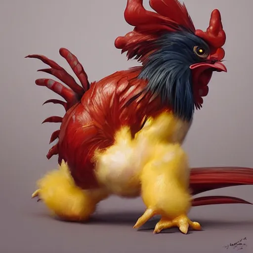 Prompt: expressive oil painting of rooster pikachu, partially skinned, smooth, by yoshitaka amano, by greg rutkowski, by jeremyg lipkinng, by artgerm, digital art, octane render