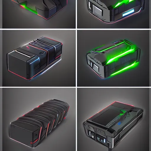 Image similar to modular game item, futuristic battery pack, very realistic , artstation, concept art ,