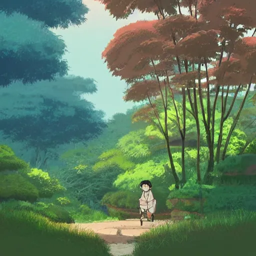 Image similar to beautiful landscape by Studio Ghibli, digital art