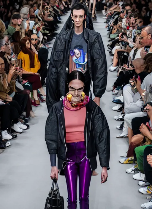 Prompt: hyperrealistic and heavy detailed balenciaga runway show of rick and morty , Leica SL2 50mm, vivid color, high quality, high textured, real life