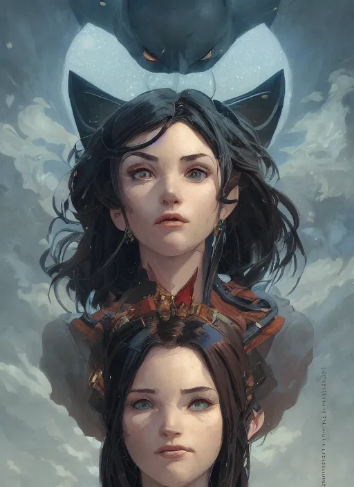 Image similar to highly detailed portrait of batman, unreal engine, fantasy art by greg rutkowski, loish, rhads, ferdinand knab, makoto shinkai and lois van baarle, ilya kuvshinov, rossdraws, tom bagshaw, alphonse mucha, global illumination, radiant light, detailed and intricate environment