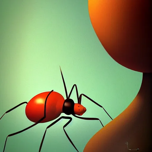 Image similar to Goro Fujita ilustration a pretty ant with its two antennae and 6 legs, painting by Goro Fujita, sharp focus, highly detailed, ArtStation