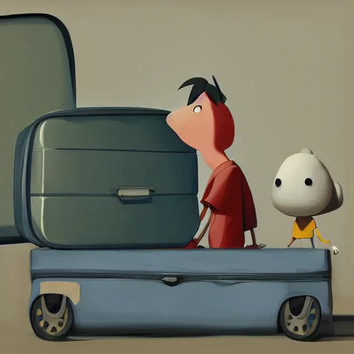 Image similar to goro fujita ilustration packing the car with luggage before going on a trip, painting by goro fujita, sharp focus, highly detailed, artstation