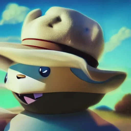 Image similar to national geographic photo of the pokemon snorlax wearing a cowboy hat by franz lanting, digital art, cinematic shot