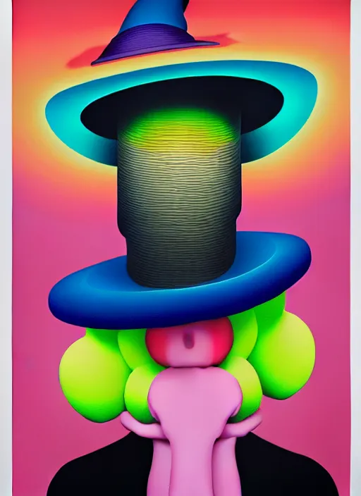 Image similar to witch with hat by shusei nagaoka, kaws, david rudnick, airbrush on canvas, pastell colours, cell shaded, 8 k,