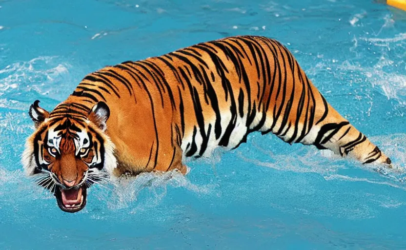 Image similar to a tiger swimming in the olympic games