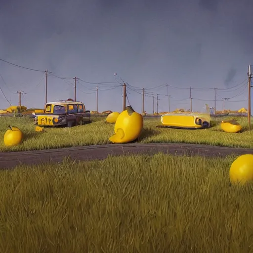 Image similar to “the existence of lemons by Simon Stalenhag, trending on artstation, 8k, octane rendered, highly detailed”