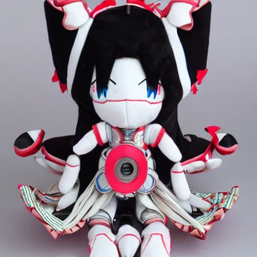 Prompt: cute fumo plush of the goddess of the mechanical realm, robot deity