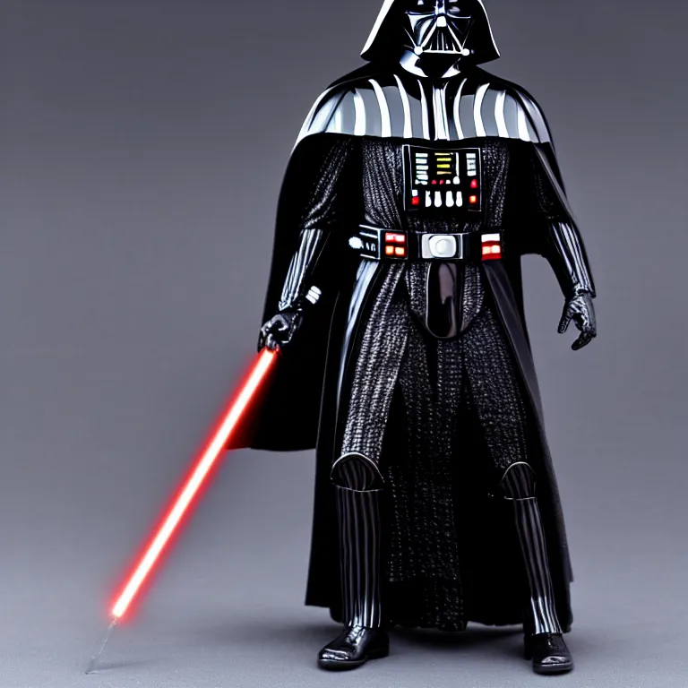 Prompt: darth vader highly detailed figurine, 1 9 8 0 s, product shot, shiny, reflective, studio photo, side show collectibles, realistic