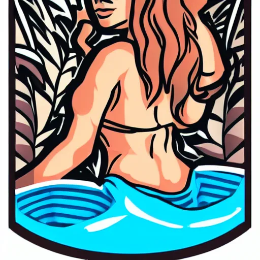 Image similar to a sticker illustration of a woman in a bikini