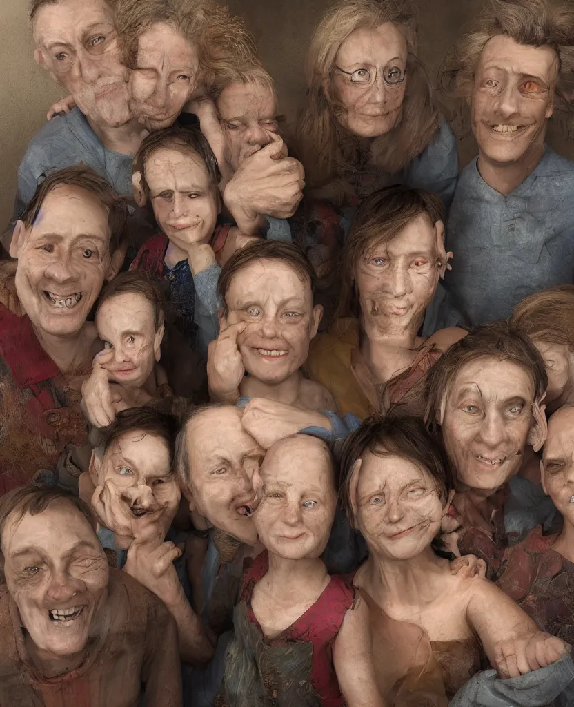 Image similar to photo of an ugly family, realistic, 8 k
