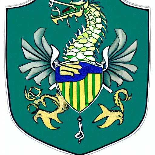 Image similar to coat of arms depicting a green sea dragon on a blue shield