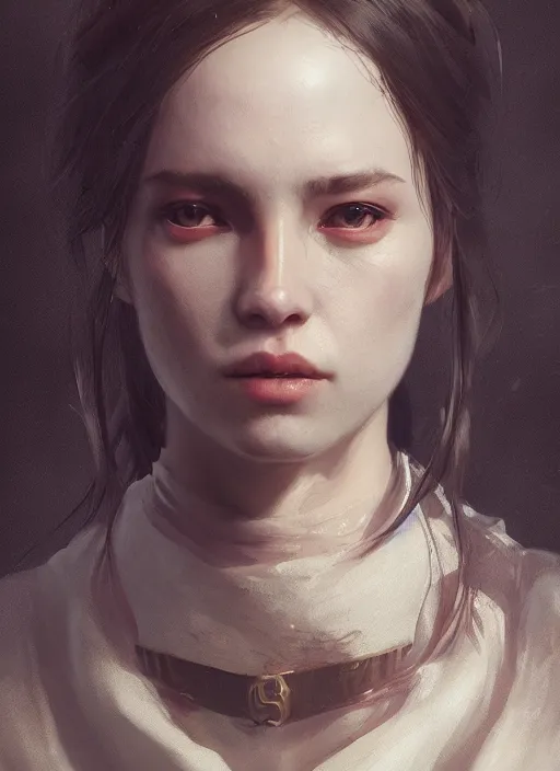 Image similar to A fancy portrait of girl by Greg Rutkowski, Sung Choi, Mitchell Mohrhauser, Maciej Kuciara, Johnson Ting, Maxim Verehin, Peter Konig, Bloodborne, 8k photorealistic, cinematic lighting, HD, high details, dramatic, atmospheric , trending on artstation