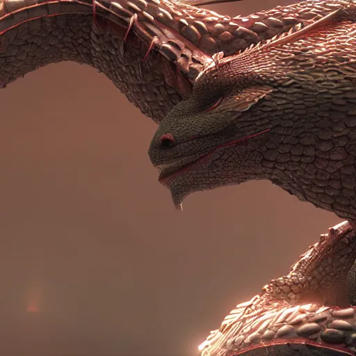 Image similar to 8 k hd detailed octane render of a dragon guarding her eggs