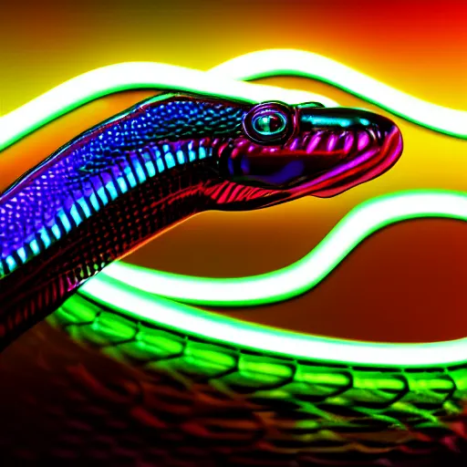 Image similar to synthwave snake, sharp focus, 8 k, high details, white backdrop