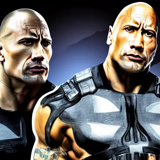 Image similar to Dwayne Johnson as the punisher digital art 4k detailed super realistic